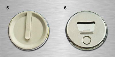 Przypinki znaczki 56 mm otwieracz do butelek oraz wsuwka bezpieczne zapięcie